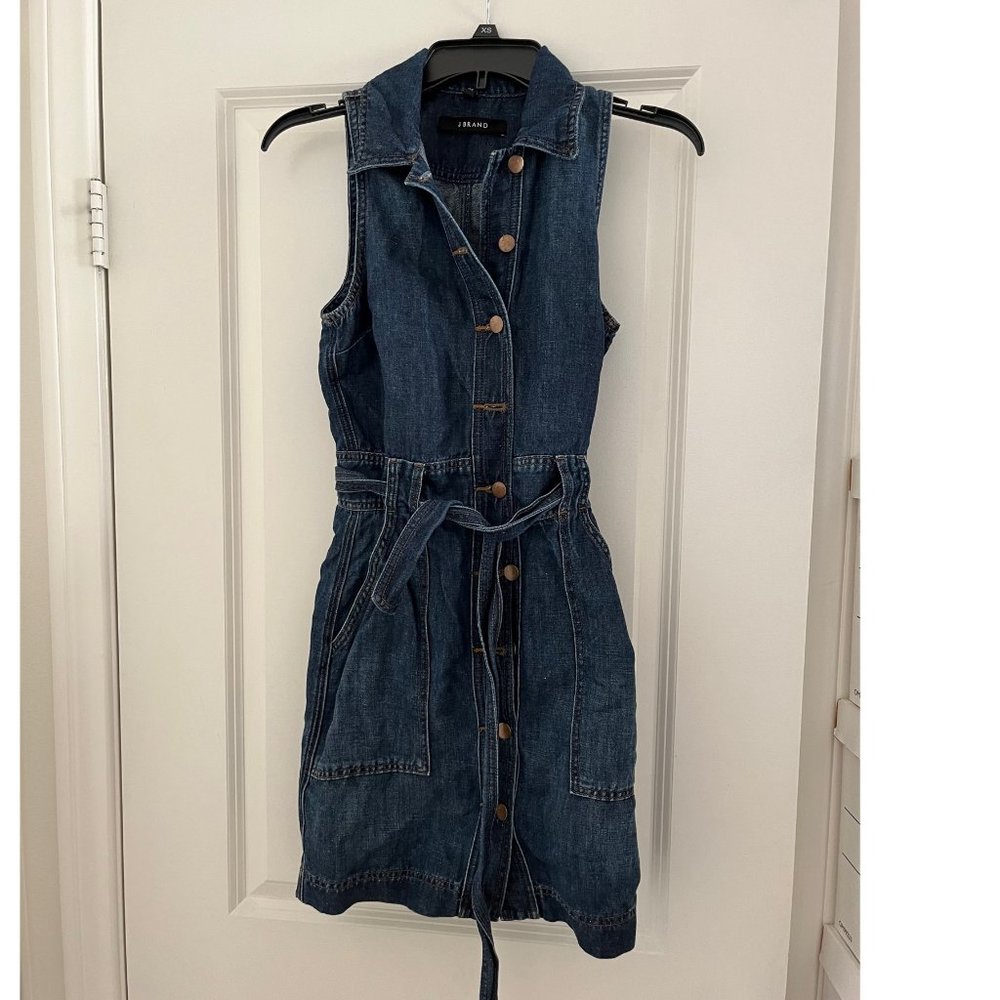 J Brand Sleeveless Belted Denim Dress Size XS